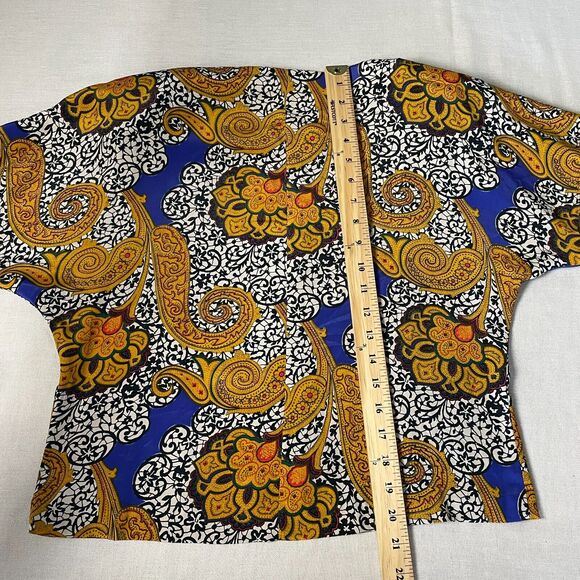 Vintage Blouse Size 6 Gold Purple Paisley Art Print Secretary Button Boho 90s - Picture 12 of 13